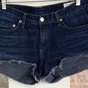 rag & bone Indigo Frayed Jean Shorts
